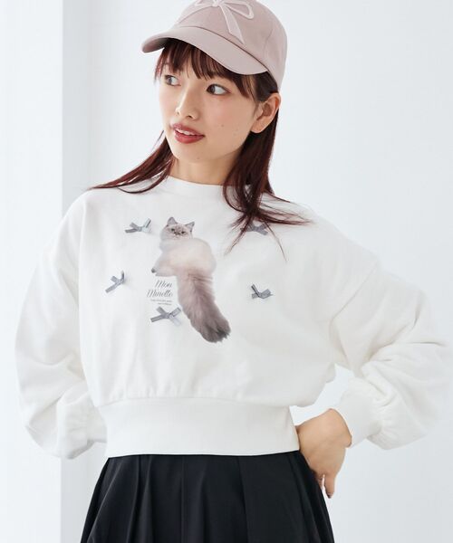 MAJESTIC LEGON（マジェスティックレゴン）の「キャットモチーフスウェット（スウェット・レディース・ブラック/オフホワイト/グレー/ライトグレー・MEDIUM）」の18枚目の写真