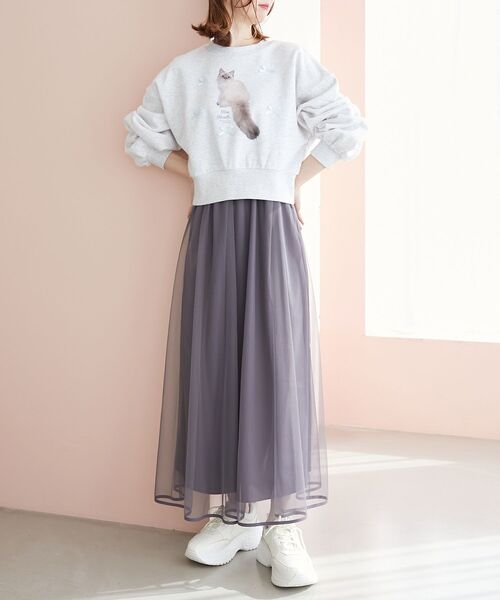 MAJESTIC LEGON（マジェスティックレゴン）の「キャットモチーフスウェット（スウェット・レディース・ブラック/オフホワイト/グレー/ライトグレー・MEDIUM）」の14枚目の写真