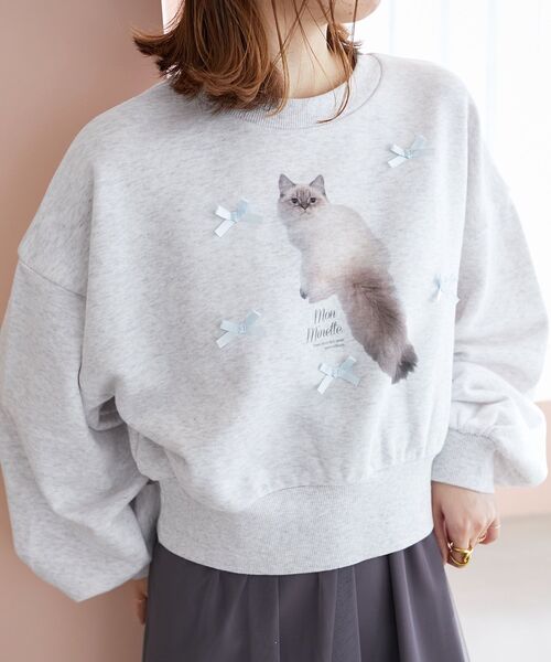 MAJESTIC LEGON（マジェスティックレゴン）の「キャットモチーフスウェット（スウェット・レディース・ブラック/オフホワイト/グレー/ライトグレー・MEDIUM）」の10枚目の写真