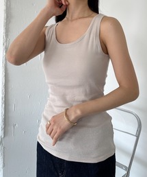 【綿100%/抗菌/防臭】 カップ付き クルーネック タンクトップ/ノースリーブインナー