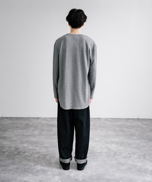 Rocky Monroe（ロッキーモンロー）の「オーバーサイズ クルーネックワッフル無地長袖Tシャツ（Tシャツ/カットソー・メンズ・ホワイト/サックスブルー/杢グレー/ブラック・M/L）」の12枚目の写真