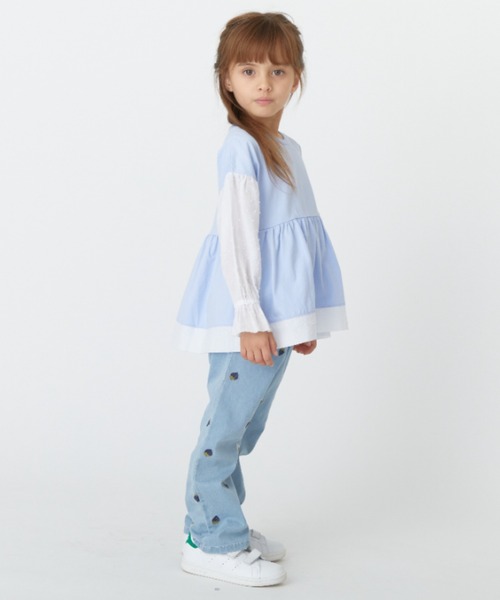 HAKKA KIDS（ハッカキッズ）の「いちご刺繍ストレッチデニムセミフレアパンツ（デニムパンツ・キッズ・ネイビー/ブルー・110cm/120cm/130cm/100cm）」の4枚目の写真