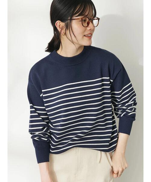 CRAFT STANDARD BOUTIQUE(クラフトスタンダードブティック)の「パネルボーダーニットプルオーバー(ニット/セーター・レディース・ホワイト/ベージュ/ネイビー・FREE)」の6枚目の写真