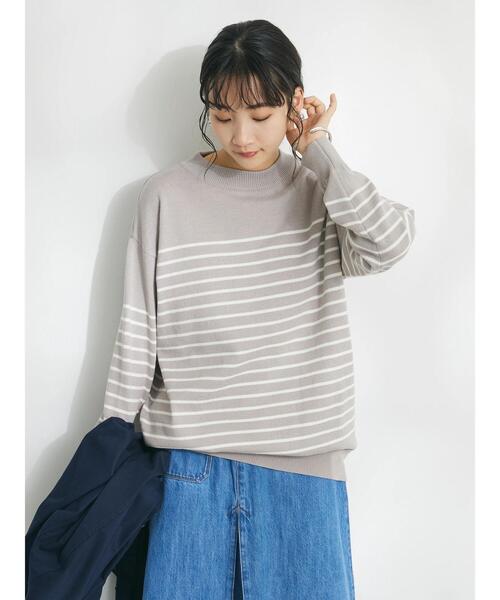 CRAFT STANDARD BOUTIQUE(クラフトスタンダードブティック)の「パネルボーダーニットプルオーバー(ニット/セーター・レディース・ホワイト/ベージュ/ネイビー・FREE)」の7枚目の写真