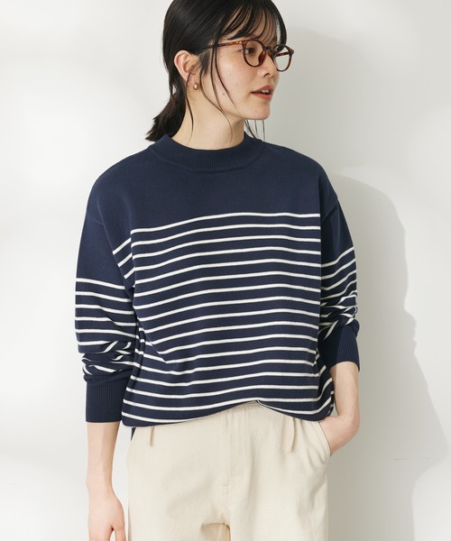 CRAFT STANDARD BOUTIQUE(クラフトスタンダードブティック)の「パネルボーダーニットプルオーバー(ニット/セーター・レディース・ホワイト/ベージュ/ネイビー・FREE)」の3枚目の写真