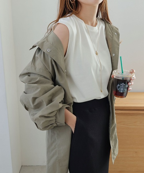 andme（アンドミー）の「ヘビーナイロンスタンドカラーマウンテンパーカー（その他アウター・レディース・ライトカーキ/ベージュ/ブラック・M）」の15枚目の写真