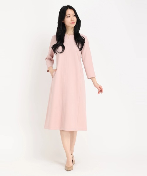 STRAWBERRY-FIELDS（ストロベリーフィールズ）の「2wayｽﾄﾚｯﾁｷｰﾈｯｸﾜﾝﾋﾟｰｽ（ワンピース・レディース・ライトベージュ/ネイビー/ピンク・2）」の3枚目の写真