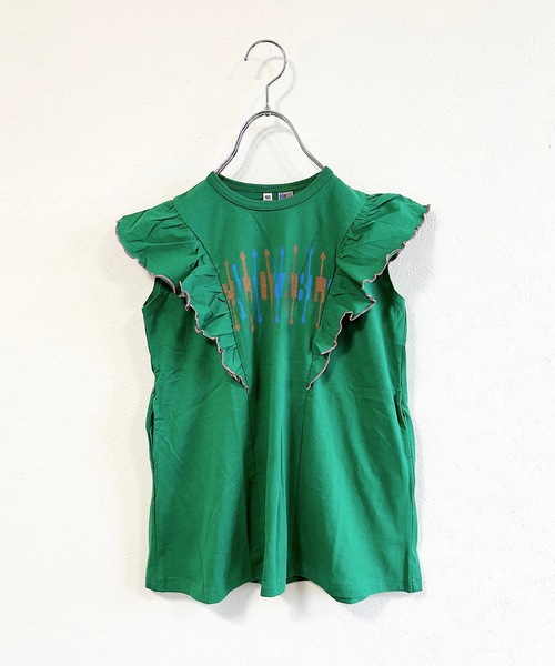 Life Support Products(ライフサポートプロダクツ)の「【COTTON from U.S.A】ラッフルメローワンピース(90~150cm)(ワンピース・キッズ・グリーン/ベージュ/レッド・110/100/90/120/150/140/130)」の3枚目の写真