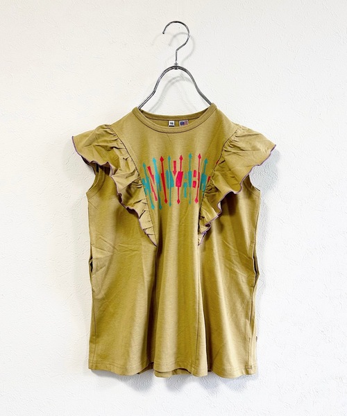 Life Support Products(ライフサポートプロダクツ)の「【COTTON from U.S.A】ラッフルメローワンピース(90~150cm)(ワンピース・キッズ・グリーン/ベージュ/レッド・110/100/90/120/150/140/130)」の4枚目の写真