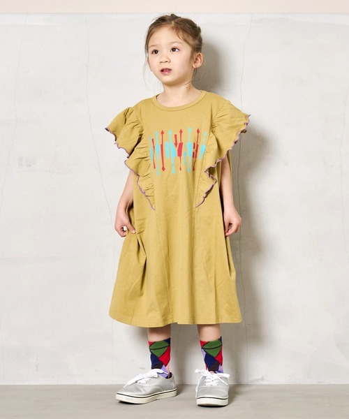 Life Support Products(ライフサポートプロダクツ)の「【COTTON from U.S.A】ラッフルメローワンピース(90~150cm)(ワンピース・キッズ・グリーン/ベージュ/レッド・110/100/90/120/150/140/130)」の8枚目の写真