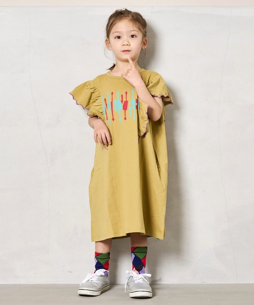 Life Support Products(ライフサポートプロダクツ)の「【COTTON from U.S.A】ラッフルメローワンピース(90~150cm)(ワンピース・キッズ・グリーン/ベージュ/レッド・110/100/90/120/150/140/130)」の7枚目の写真