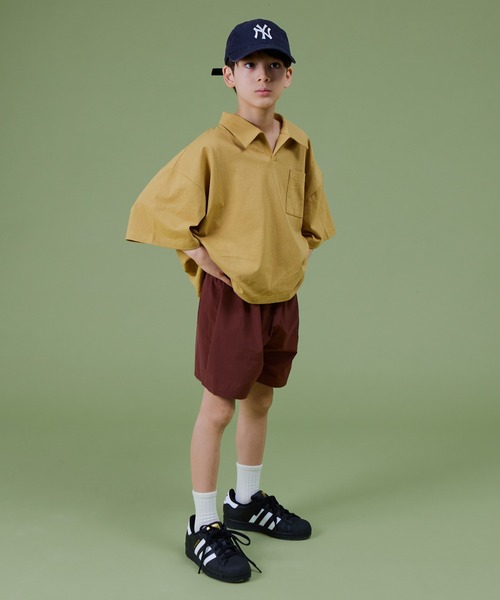 PAIRMANON STREET（ペアマノンストリート）の「【PAIRMANON STREET】無地 スキッパー 半袖 Tシャツ 異素材 セットアップ（セットアップ・キッズ・ブルー系その他/イエロー/ベージュ系その他/ブラック系その他・90/100/150/110/140/130/120）」の8枚目の写真