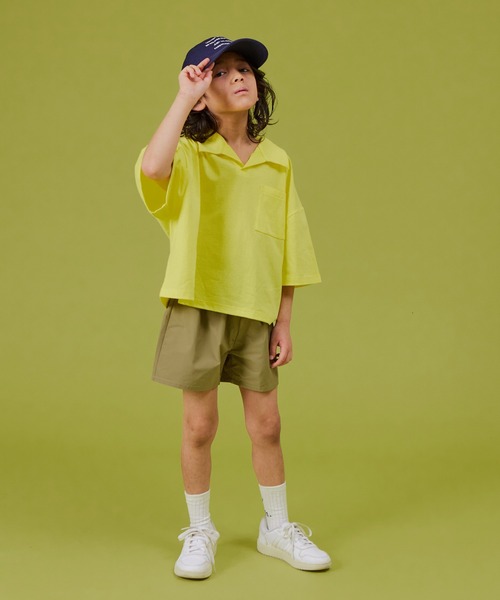 PAIRMANON STREET（ペアマノンストリート）の「【PAIRMANON STREET】無地 スキッパー 半袖 Tシャツ 異素材 セットアップ（セットアップ・キッズ・ブルー系その他/イエロー/ベージュ系その他/ブラック系その他・90/100/150/110/140/130/120）」の15枚目の写真