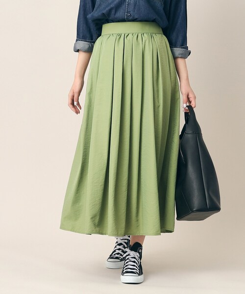 Dessin（デッサン）の「◆【洗える】ワッシャースカート（XS～L）（スカート・レディース・ブルー/スモーキーグリーン系/ブラック/ライトイエロー系/ホワイト・03/02/00/01）」の4枚目の写真