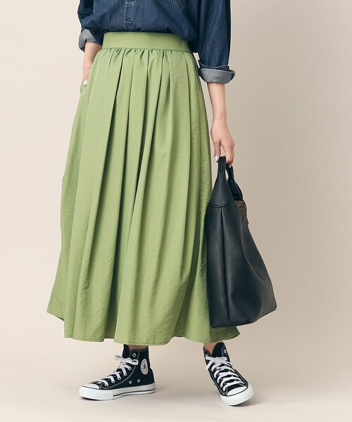 Dessin（デッサン）の「◆【洗える】ワッシャースカート（XS～L）（スカート・レディース・ブルー/スモーキーグリーン系/ブラック/ライトイエロー系/ホワイト・03/02/00/01）」の6枚目の写真