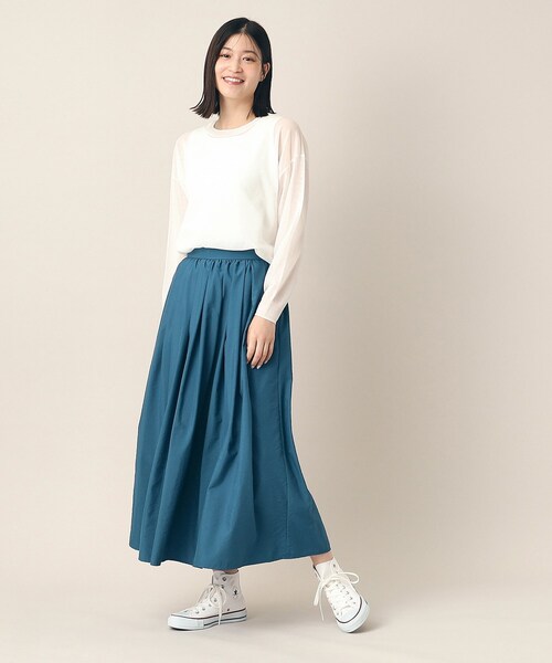 Dessin（デッサン）の「◆【洗える】ワッシャースカート（XS～L）（スカート・レディース・ブルー/スモーキーグリーン系/ブラック/ライトイエロー系/ホワイト・03/02/00/01）」の16枚目の写真