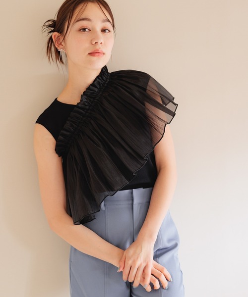 mysty woman（ミスティウーマン）の「マルチWAYビスチェセットプルオーバー　113916（Tシャツ/カットソー・レディース・アイボリー/ブラック/ブルー系その他・FREE）」の2枚目の写真