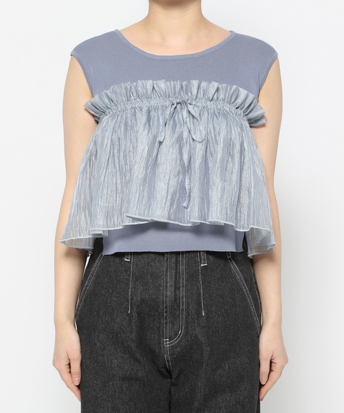 mysty woman（ミスティウーマン）の「マルチWAYビスチェセットプルオーバー　113916（Tシャツ/カットソー・レディース・アイボリー/ブラック/ブルー系その他・FREE）」の7枚目の写真