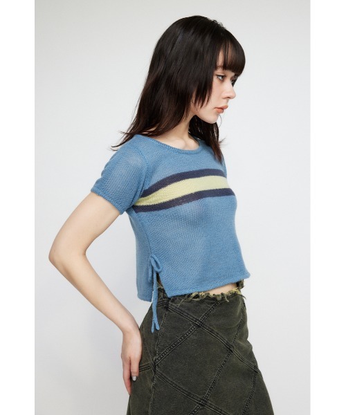 未使用✨yori ラウンドヘム天竺カットソー ライトサックス