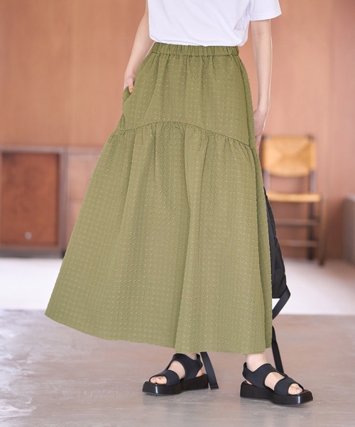 ROPE' PICNIC（ロペピクニック）の「ふくれジャガードスカート（スカート・レディース・ブラック/カーキ/ホワイト系その他・38）」の3枚目の写真