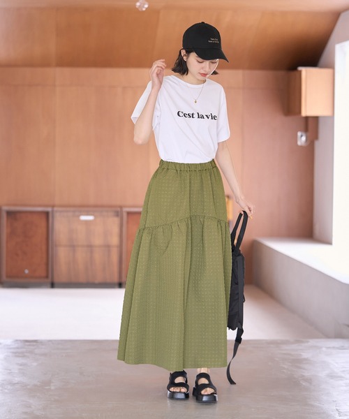 ROPE' PICNIC（ロペピクニック）の「ふくれジャガードスカート（スカート・レディース・ブラック/カーキ/ホワイト系その他・38）」の21枚目の写真