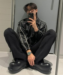 ASCLO | ASCLO Piping Line Varsity Leather Jacket(ブルゾン)