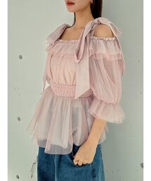 dazzlin | チュールリボンペプラム2wayトップス(シャツ/ブラウス)