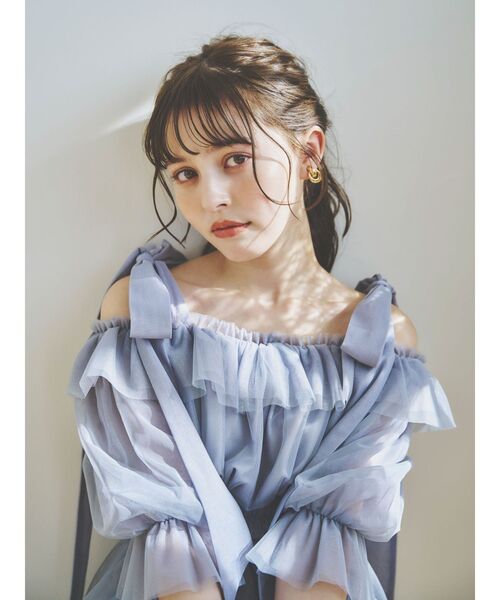 dazzlin（ダズリン）の「チュールリボンペプラム2wayトップス（シャツ/ブラウス・レディース・ブラック/オフホワイト/ブルー/ピンク・FREE）」の19枚目の写真