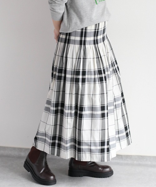 cepo（セポ）の「チェック＆ストライプ リバーシブルフレアースカート（スカート・レディース・ブラック/オリーブ・M）」の2枚目の写真