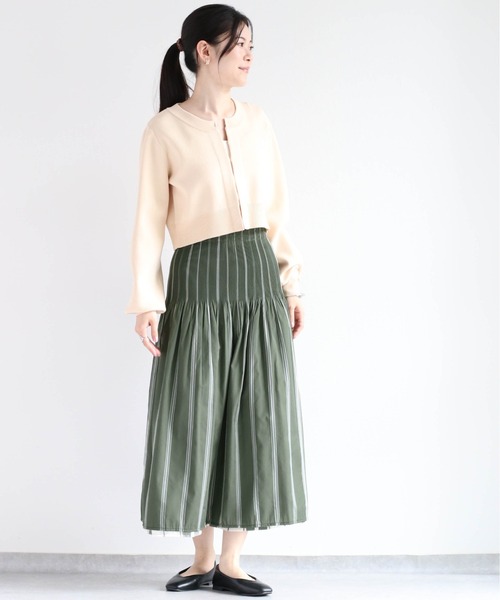 cepo（セポ）の「チェック＆ストライプ リバーシブルフレアースカート（スカート・レディース・ブラック/オリーブ・M）」の9枚目の写真