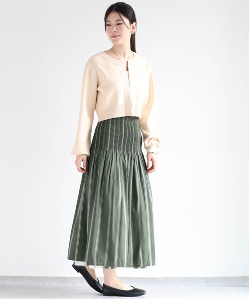 cepo（セポ）の「チェック＆ストライプ リバーシブルフレアースカート（スカート・レディース・ブラック/オリーブ・M）」の18枚目の写真