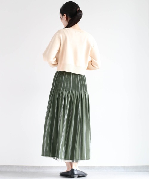 cepo（セポ）の「チェック＆ストライプ リバーシブルフレアースカート（スカート・レディース・ブラック/オリーブ・M）」の12枚目の写真