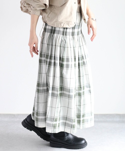 cepo（セポ）の「チェック＆ストライプ リバーシブルフレアースカート（スカート・レディース・ブラック/オリーブ・M）」の20枚目の写真