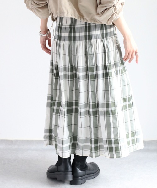 cepo（セポ）の「チェック＆ストライプ リバーシブルフレアースカート（スカート・レディース・ブラック/オリーブ・M）」の21枚目の写真