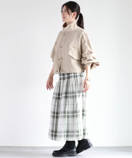 cepo（セポ）の「チェック＆ストライプ リバーシブルフレアースカート（スカート・レディース・ブラック/オリーブ・M）」の15枚目の写真