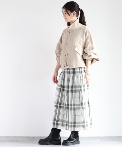 cepo（セポ）の「チェック＆ストライプ リバーシブルフレアースカート（スカート・レディース・ブラック/オリーブ・M）」の16枚目の写真