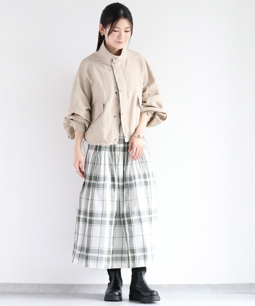 cepo（セポ）の「チェック＆ストライプ リバーシブルフレアースカート（スカート・レディース・ブラック/オリーブ・M）」の13枚目の写真