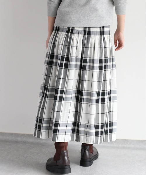 cepo（セポ）の「チェック＆ストライプ リバーシブルフレアースカート（スカート・レディース・ブラック/オリーブ・M）」の5枚目の写真