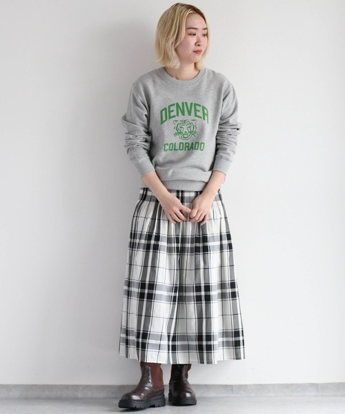 cepo（セポ）の「チェック＆ストライプ リバーシブルフレアースカート（スカート・レディース・ブラック/オリーブ・M）」の6枚目の写真