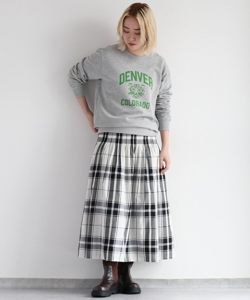 cepo（セポ）の「チェック＆ストライプ リバーシブルフレアースカート（スカート・レディース・ブラック/オリーブ・M）」の7枚目の写真