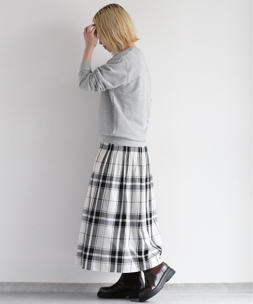 cepo（セポ）の「チェック＆ストライプ リバーシブルフレアースカート（スカート・レディース・ブラック/オリーブ・M）」の8枚目の写真