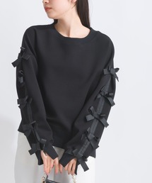 PICCIN PERLA | 袖リボンダンボールニットプルオーバー(Tシャツ/カットソー)