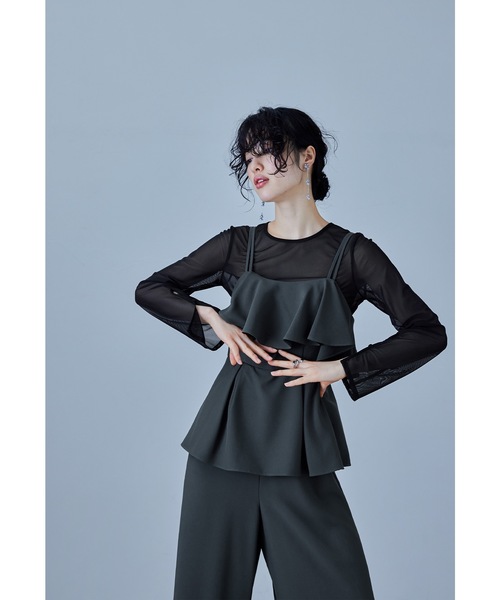 niana(ニアナ)の「シアーインナートップス スリットスリーブ レース ドット フォーマル 結婚式 パーティードレス(Tシャツ/カットソー・レディース・ブラック/ブラック系その他/ブラック系その他2・M/L)」の16枚目の写真