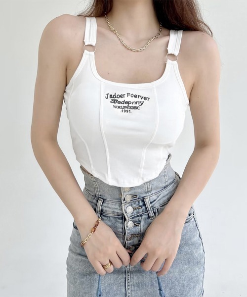 Miniministore(ミニミニストア)の「カップ付き タンクトップ ショート丈韓国(タンクトップ・レディース・ホワイト/ダークグレー/ブラック/ライトブルー・FREE)」の15枚目の写真