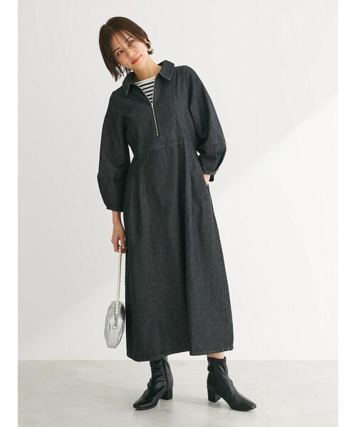 ELENCARE DUE（エレンカーレデュエ）の「・ELENCARE　DUE　デニムハーフZIPワンピース（ワンピース・レディース・ブラック/インディゴブルー・FREE）」の3枚目の写真