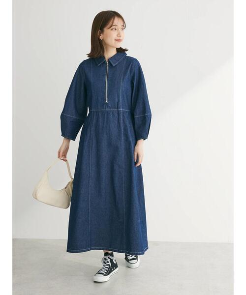 ELENCARE DUE（エレンカーレデュエ）の「・ELENCARE　DUE　デニムハーフZIPワンピース（ワンピース・レディース・ブラック/インディゴブルー・FREE）」の4枚目の写真