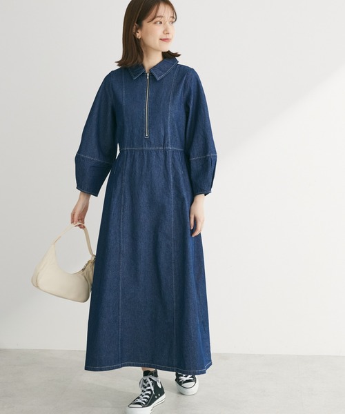 ELENCARE DUE（エレンカーレデュエ）の「・ELENCARE　DUE　デニムハーフZIPワンピース（ワンピース・レディース・ブラック/インディゴブルー・FREE）」の2枚目の写真