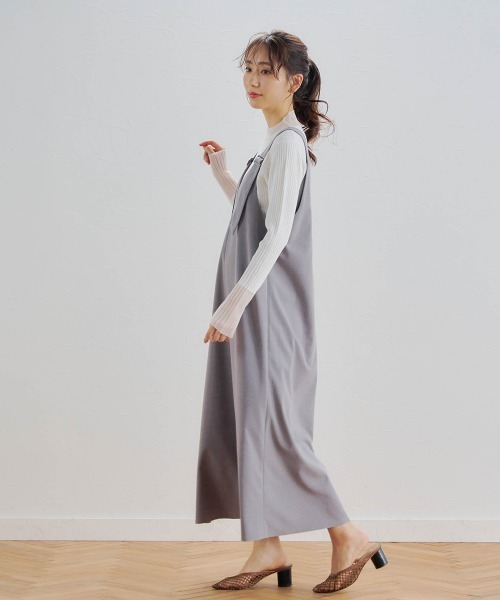 Droite lautreamont(ドロワットロートレアモン)の「ドライウェザーストレッチジャンパースカート≪洗濯機で洗える≫(ジャンパースカート・レディース・ブラック/ライトグレー・M/S)」の9枚目の写真