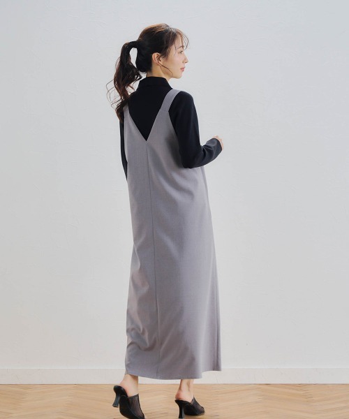 Droite lautreamont(ドロワットロートレアモン)の「ドライウェザーストレッチジャンパースカート≪洗濯機で洗える≫(ジャンパースカート・レディース・ブラック/ライトグレー・M/S)」の5枚目の写真