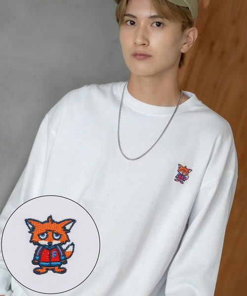 SIDEWAY STANCE(サイドウェイスタンス)の「【SIDEWAY STANCE】オリジナル アニマル ワンポイント刺繍 ロンT(Tシャツ/カットソー・メンズ・ホワイト系1/ホワイト系/ブラック系1/ブラック系/ブラック/ホワイト/ブラック系2/ブルー系2/ホワイト系3/ブラック系4/ホワイト系2/グレー系3/グレー系4/パープル系4/グレー系2/ブラック系3/カーキ系3/ホワイト系4/ブルー/グレー/パープル系/カーキ系1/グレー系/グレー系1・MEDIUM/SMALL/X-LARGE/LARGE)」の4枚目の写真